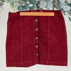 FOREVER 21 MAROON BUTTON FRONT MINI SKIRT 0X
